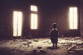 Children suffer from war concept in splendid digital art 3D illustration.