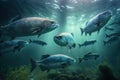 Antlantic Salmon Fish Underwater Lush Nature by Generative AI