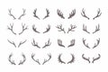 Antler big set of vector icons . Hand drawn silhouettes