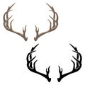 Antler Vector Illustration in both Color and Black Line Art Royalty Free Stock Photo