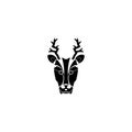 antlered deer head illustration icon