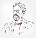 Anton Chekhov vector sketch portrait isolated