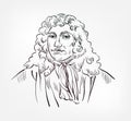 Anton van Leeuwenhoek famous Dutch businessman physician medical scientist vector sketch illustration