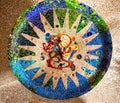Antoni Gaudi Ceramic Mosaic Design Guell Park Barcelona Catalonia Spain Royalty Free Stock Photo