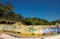 Antoni Gaudi hause and ceramic bench in Park Guell