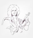 Antonio Vivaldi vector sketch portrait famous