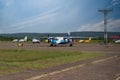 Antonov An-26b-100 aircraft in Cheremshanka Airport, Russia Royalty Free Stock Photo