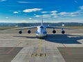 Antonov an-124 on the ground for fuel stop Royalty Free Stock Photo