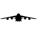 Antonov AN 124-100 Large transport aircraft with four jet engines. Airplane with a high payload. Airplane with the landing gear fo