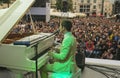 Antony Strong playing piano on stage jazz festival