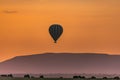 Hot air balloons Magical Kenya Sunrise over endless plains of the Maasai Mara National Game Reserve Park In Narok County Royalty Free Stock Photo