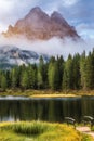 Antorno lake with famous Tre Cime di Lavaredo (Drei Zinnen) mount