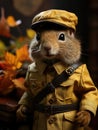 Antropomorphic squirrel dressed in a military uniform Royalty Free Stock Photo