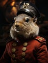 Antropomorphic squirrel dressed in a military uniform Royalty Free Stock Photo