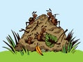 Ants in the anthill. Vector drawing