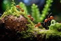 ants building a nest near garden plants