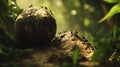 Ant Colony Working Together Moving a Large Sphere in Nature, Teamwork Concept Royalty Free Stock Photo