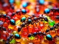 Ai Generated illustration Wildlife Concept of Ants in Colourful Royalty Free Stock Photo