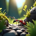 Ants in forest, AI-Generatet