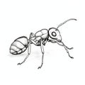 Meticulous Linework Precision Black And White Ant Drawing