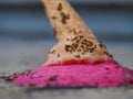 Ants on ice cream on floor