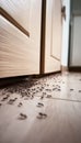 Ants Infesting Kitchen Tile Floor, Highlighting the Urgent Need for Effective Pest Control Solutions Royalty Free Stock Photo