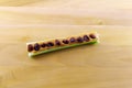 Ants on a Log, celery stick with peanut butter and raisins Royalty Free Stock Photo