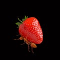 The Ants powerful carrying strawberry