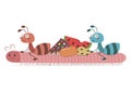 Ants Riding Millipede Vector Cartoon