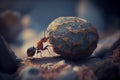 Ants on the rocks. Macro shot. Shallow depth of field.generative ai