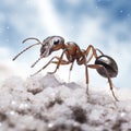 Photographically Detailed Portraitures: Ant Crawling Up Snowy Hill Royalty Free Stock Photo