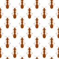 Ants on white background. Seamless background pattern. Royalty Free Stock Photo