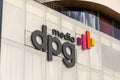 DPG Media logo sign. DPG Media is a Belgian media group that is also active in the Netherlands and Denmark.