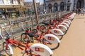 Antwerp, Belgium - APRIL 7, 2019: Santander Bike in Antwerp, Belgium Royalty Free Stock Photo