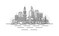 Antwerp, Belgium architecture line skyline illustration. Linear vector cityscape with famous landmarks, city sights Royalty Free Stock Photo