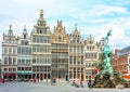 Traditional flemish architecture in Belgium - Grote Markt square Antwerpen city Royalty Free Stock Photo