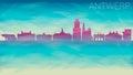 Antwerp Belgium City Skyline Vector Silhouette. Broken Glass Abstract Geometric Dynamic Textured. Banner Background. Colorful Shap