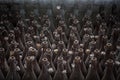 Antwerp,Belgium 01032012.Empty beer bottles close up in a dark place