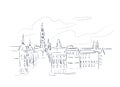 Antwerp Belgium Europe vector sketch city illustration line art