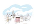 Antwerp Belgium Europe vector sketch city illustration line art