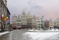 Antwerp, Belgium, Grote Markt square, Guild buildings, Brabo fountain. Royalty Free Stock Photo