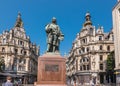 Antwerp, Belgium: Historical City Center of Antwerp Belgium with Statue of David Teniers