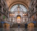 Antwerp, Belgium - 04.29.2018: Inside the old part of Antwerpen-Centraal train station. Old urban industrialarchitecture