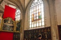 Antwerp, Belgium interior arches and vaulted ceiling of the Cathedral of our lady