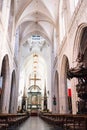 Antwerp, Belgium interior arches and vaulted ceiling of the Cathedral of our lady