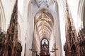 Antwerp, Belgium interior arches and vaulted ceiling of the Cathedral of our lady