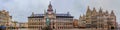 Cityscape with Brabo fountain in front of City Hall or Stadhuis and gothic guildhouses on Grote Markt square in Antwerp, Belgium Royalty Free Stock Photo