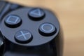 Antwerp, Belgium - July 27 2019: A macro portrait of the symbol buttons of a playstation 4 controller.