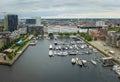 View on Willemdok and marina harbor in Antwerp, Belgium Royalty Free Stock Photo
