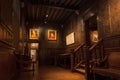 Paintings inside thehistorical corridor of the printing museum of Plantin-Moretus, UNESCO World Heritage Site Royalty Free Stock Photo